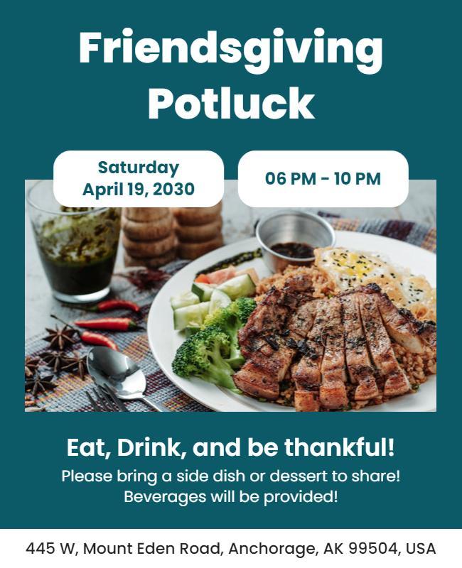 Friendsgiving Potluck Celebration Flyer Template