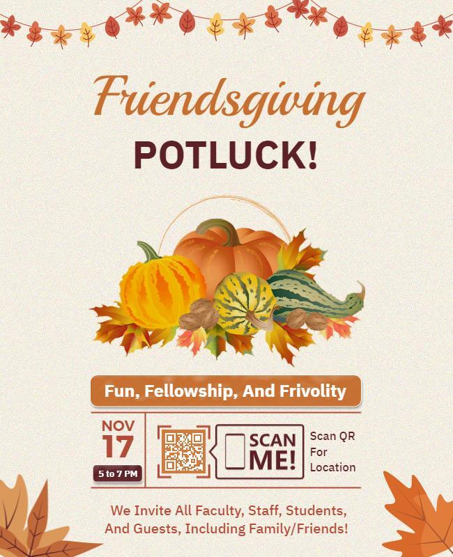 Friendsgiving Potluck Gathering Invitation Flyer Template