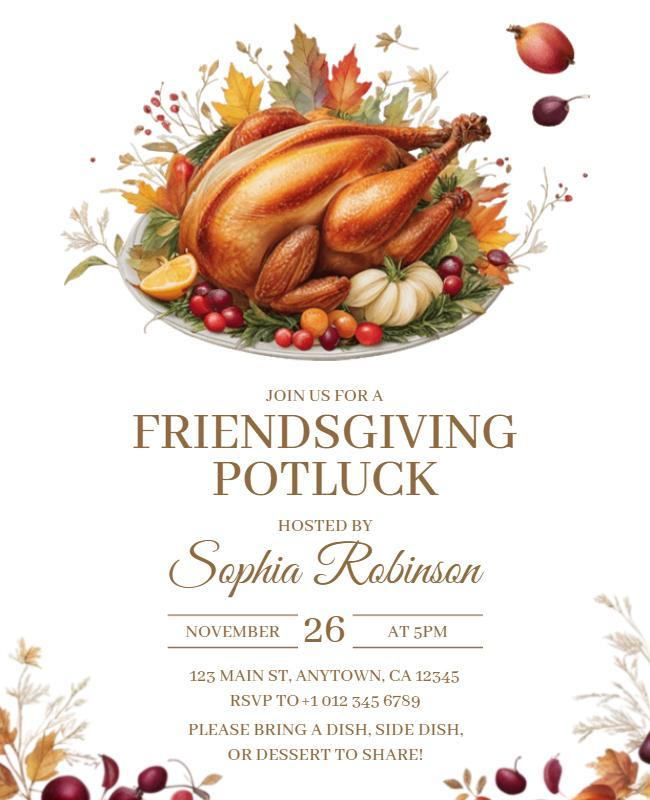 Friendsgiving Potluck with Host Gathering Flyer Template