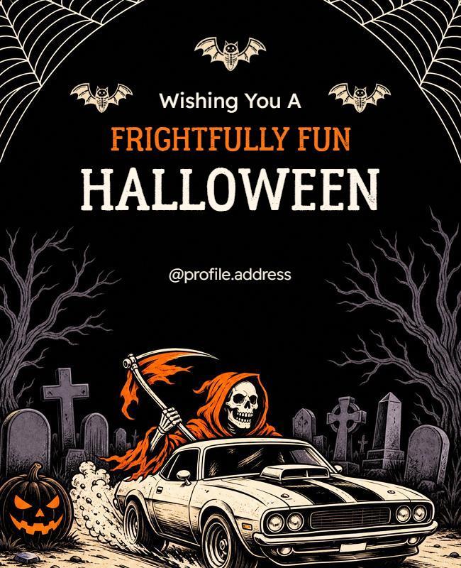 Frightfully Fun Halloween Greeting Poster Template