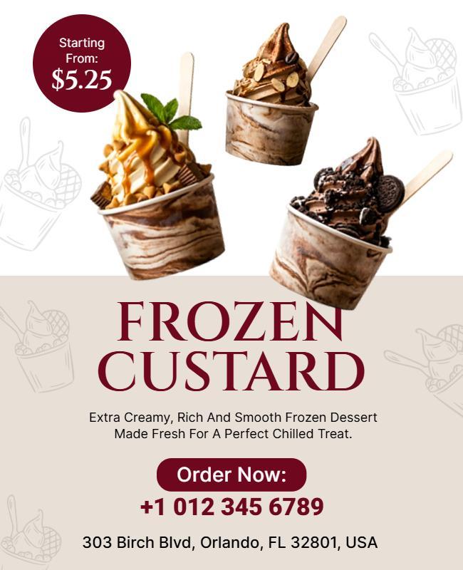 Frozen Custard Dessert Promotion Poster Template