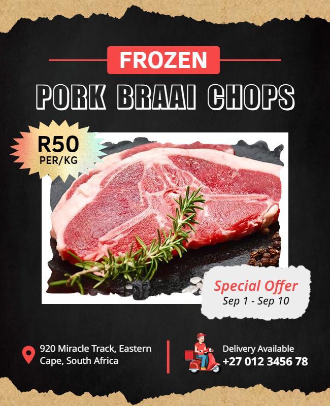 Frozen Pork Braai Chops Special Offer Flyer Template