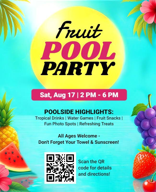 Fruit-Themed Summer Pool Party Flyer Template
