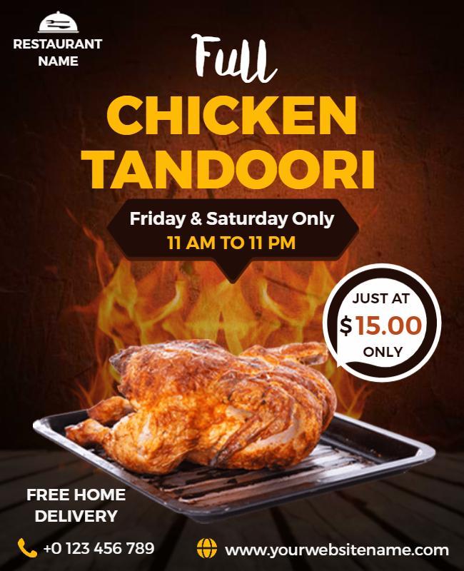 Full Chicken Tandoori Promotion Flyer Template