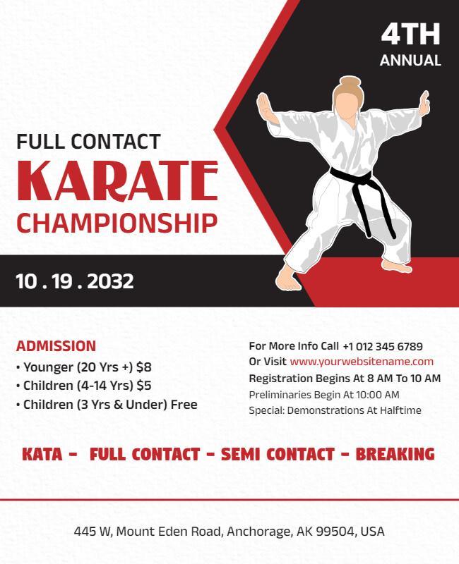 Full Contact Karate Championship Event Flyer Template