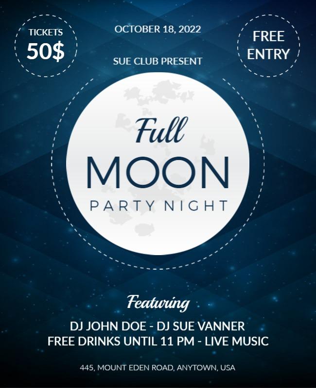 Full Moon Party Night Music Flyer Template