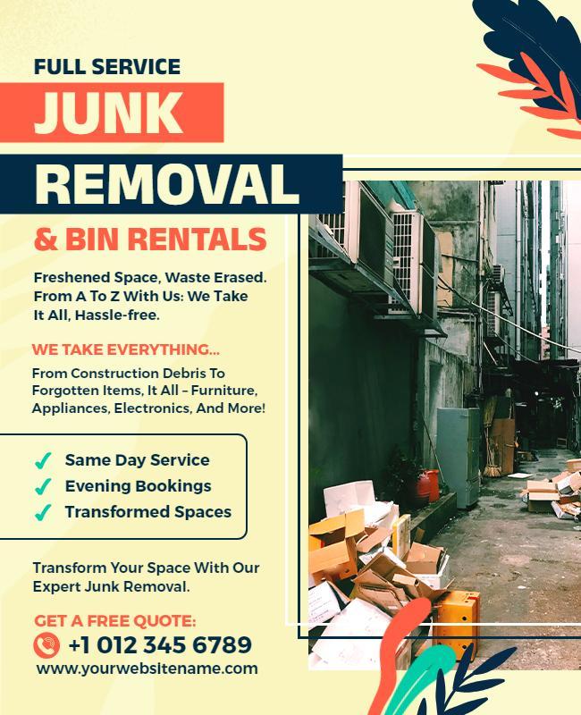 Full Service Junk Removal Advertisement Flyer Template