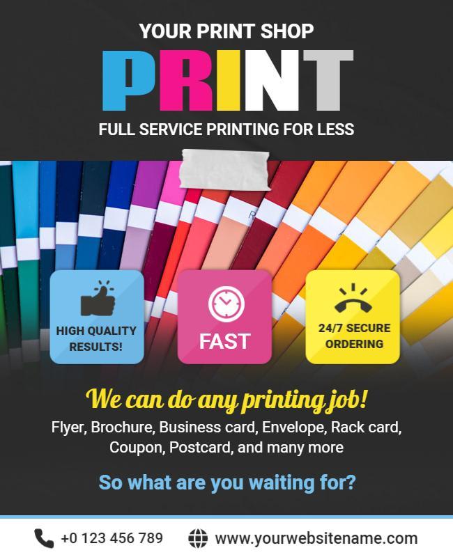 Full Service Print Shop Promotional Flyer Template