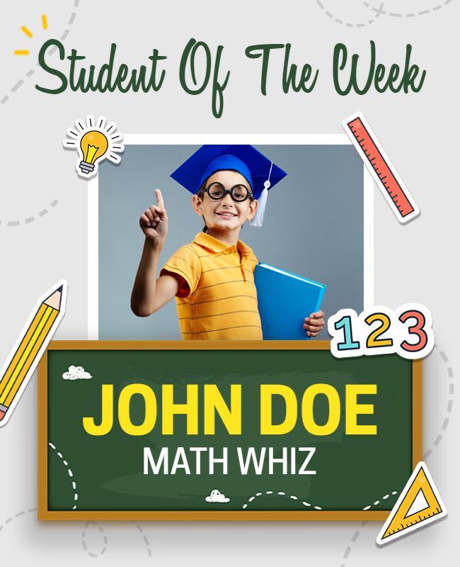 Fun Academic Student of the Week Award Poster Template