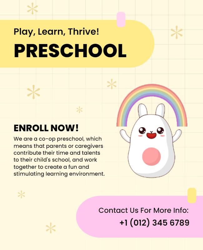 Fun and Educational Preschool Enrollment Flyer Template