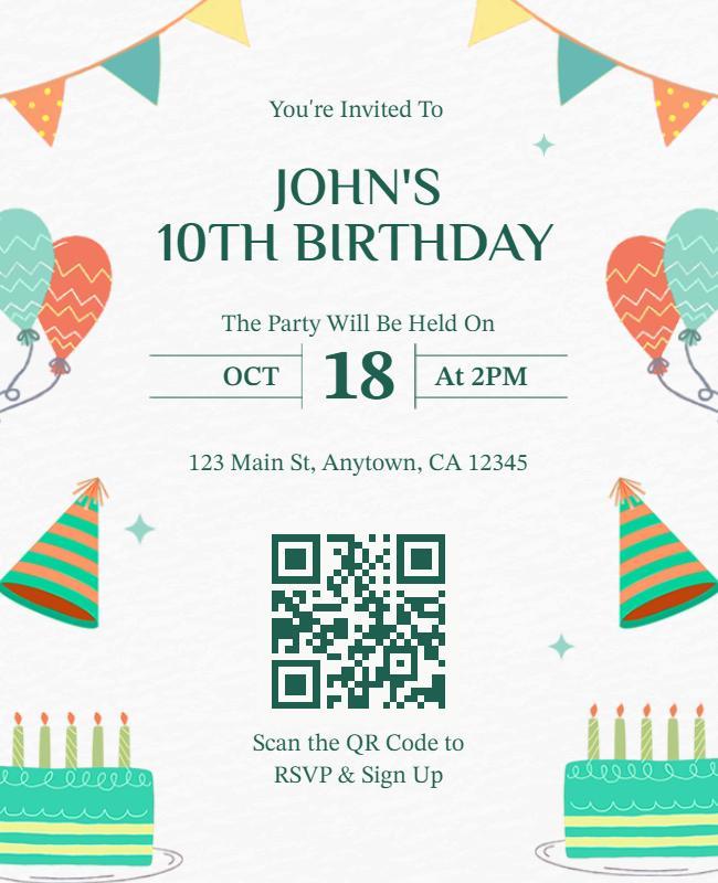 Fun and Festive Kid's Birthday Invitation Flyer Template