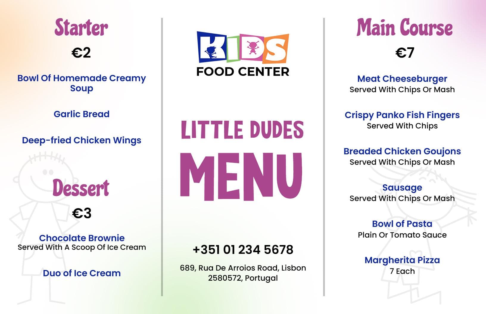 Fun and Tasty Children's Favorites Featuring Exciting Kids Menu Template
