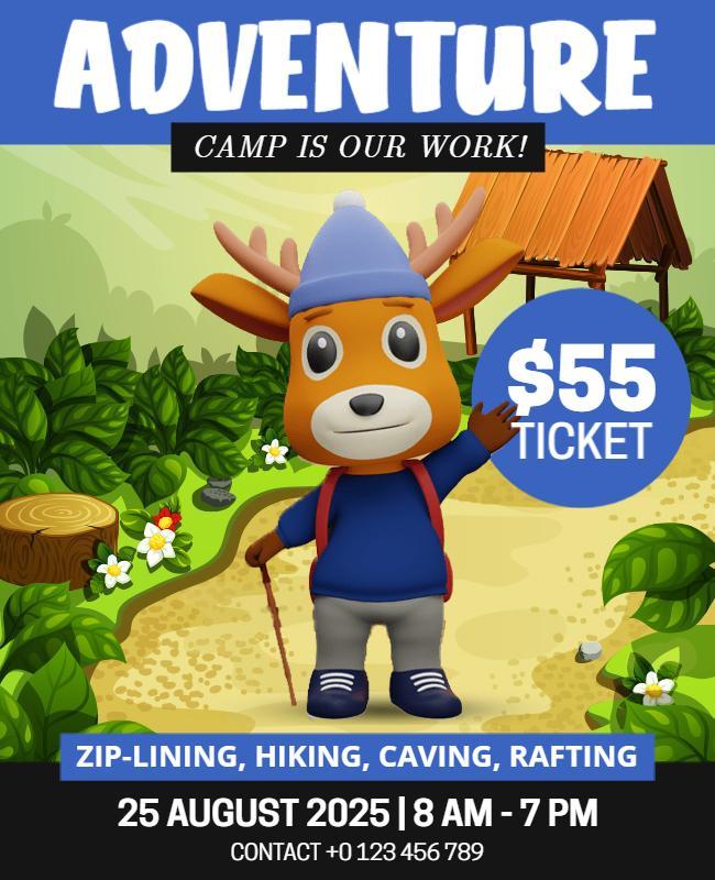 Fun Animated Outdoor Adventure Camp Poster Template