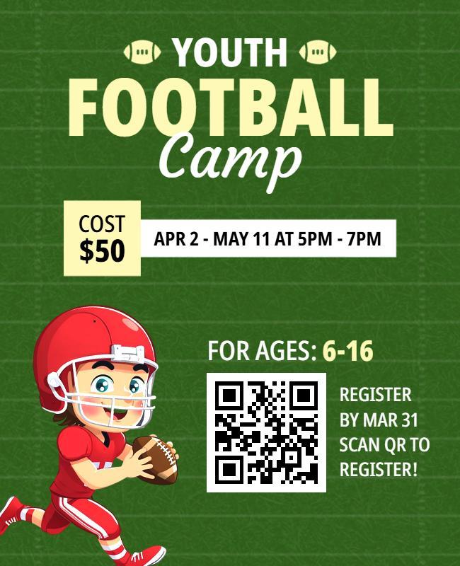 Fun Animated Youth Football Skills Development Flyer Template