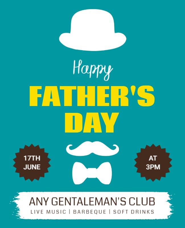 Fun Aqua Father's Day Celebration Event Poster Template