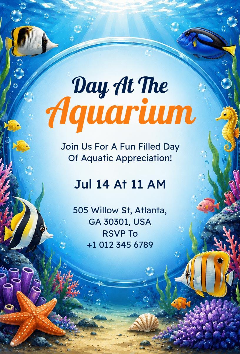 Fun Aquatic Appreciation Day Aquarium Event Invitation Template