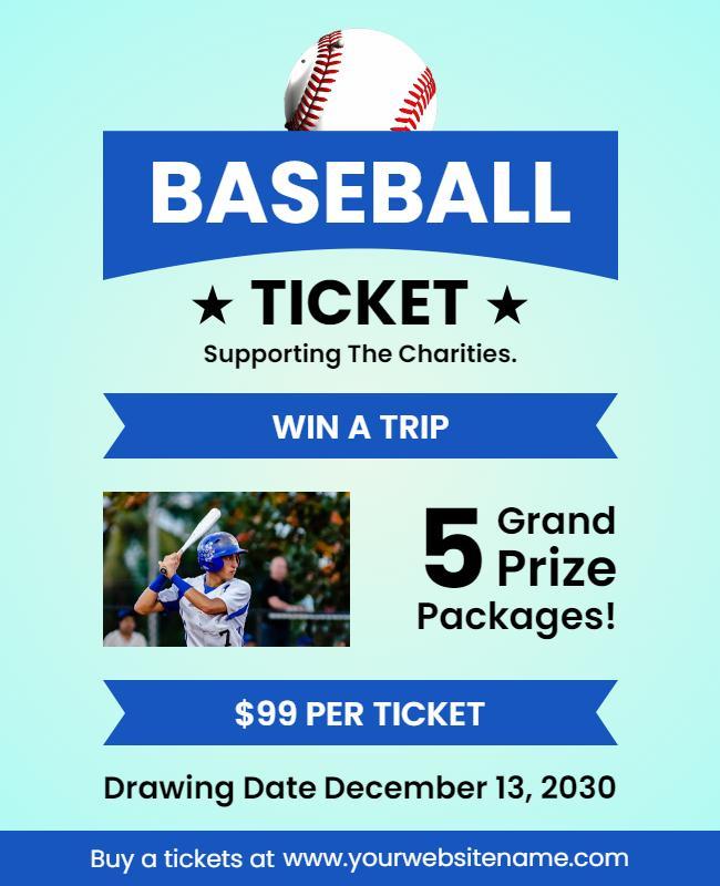 Fun Baseball Ticket Raffle for Charity Event Poster Template