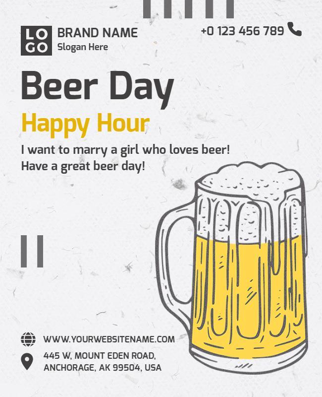 Fun Beer-themed Happy Hour Celebration Day Poster Template