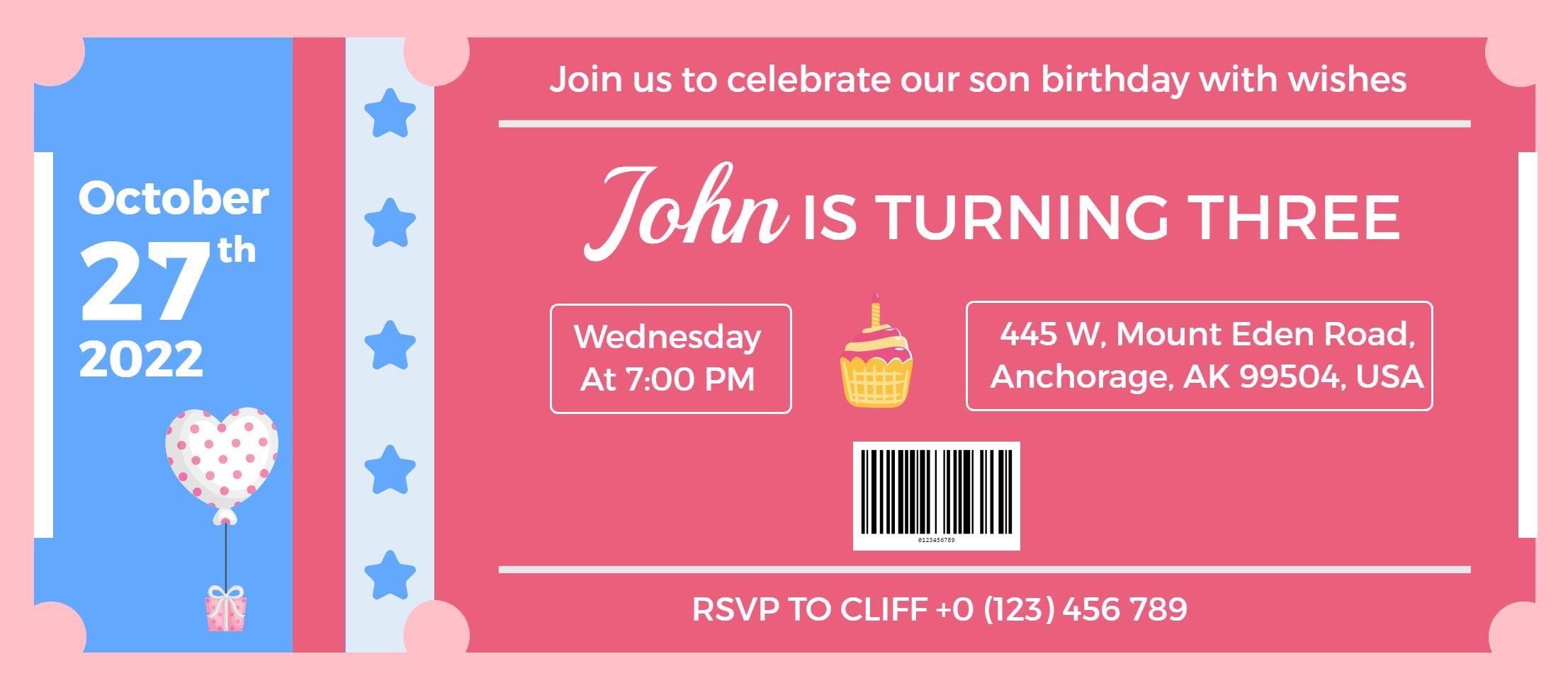 Fun Birthday Adventure Boarding Pass Invitation Template
