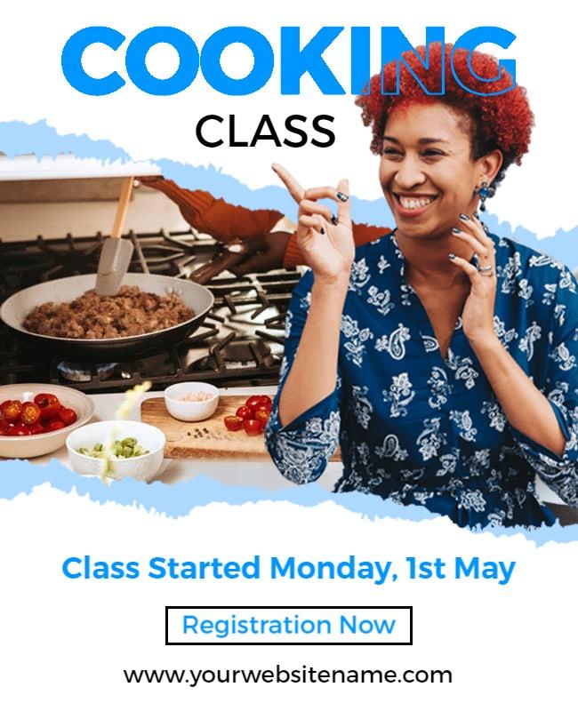 Fun Blue Cooking Class Invitation Poster Template