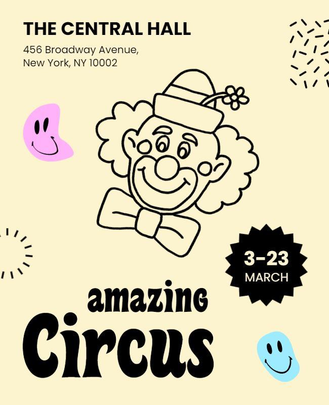 Fun Cartoon Clown Theme Amazing Circus Poster Template