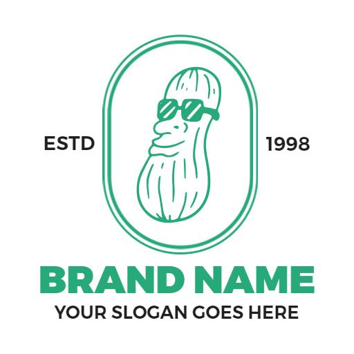 Fun Cartoon Peanut Character with Sunglasses Logo Template