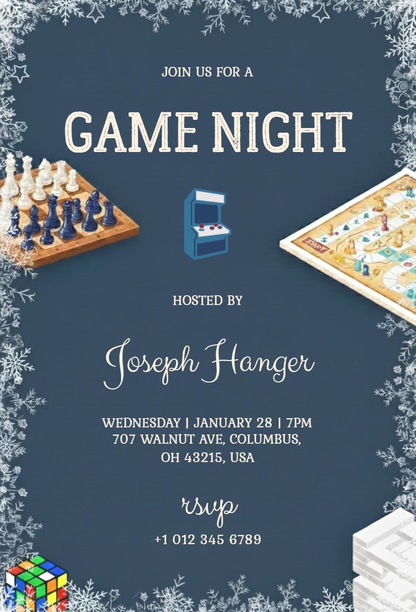 Fun Chess and Board Games Gathering Game Night Invitation Template