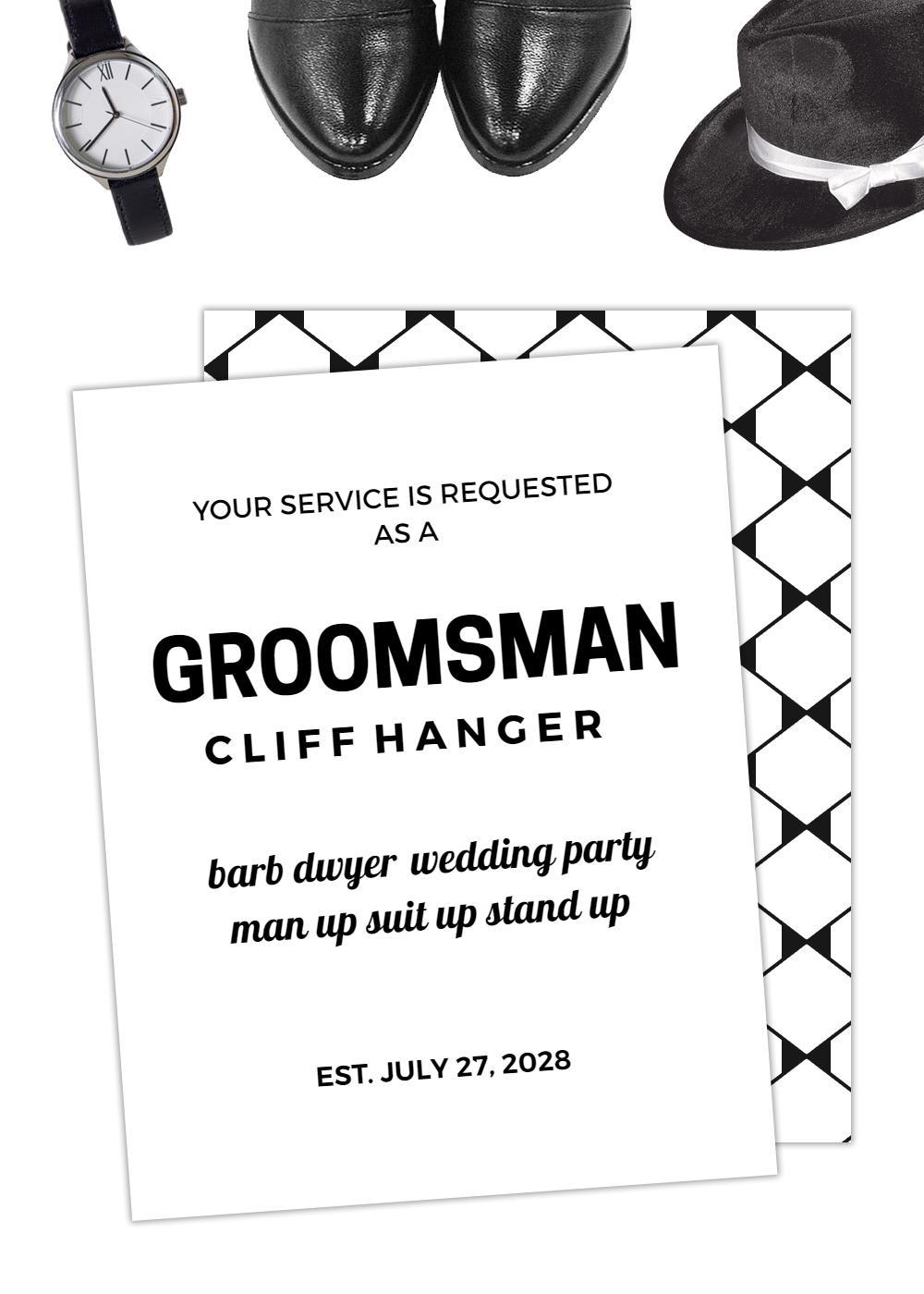 Fun Cliffhanger Groomsman Wedding Party Invitation Template