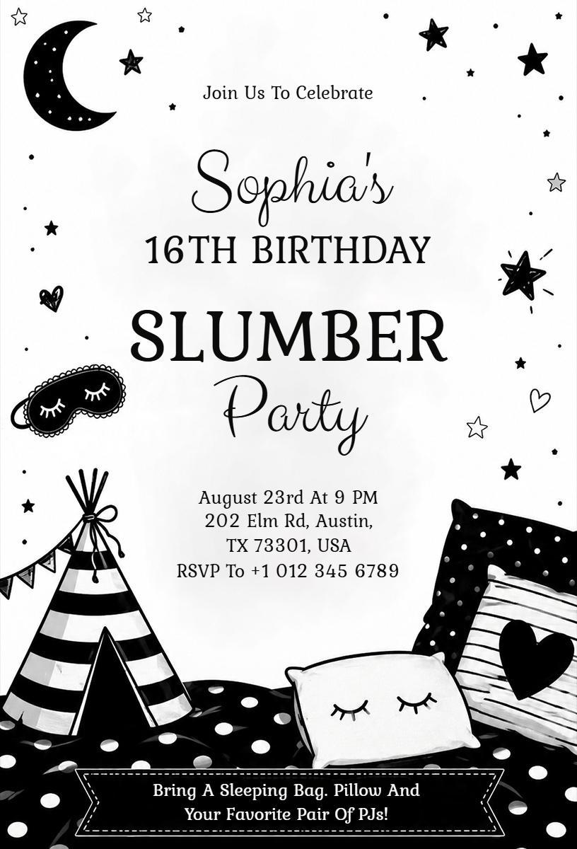 Fun Cozy Slumber Party Sleepover Celebration Invitation Template
