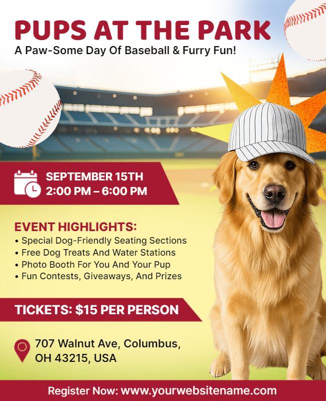 Fun Day with Dogs Baseball Flyer Template