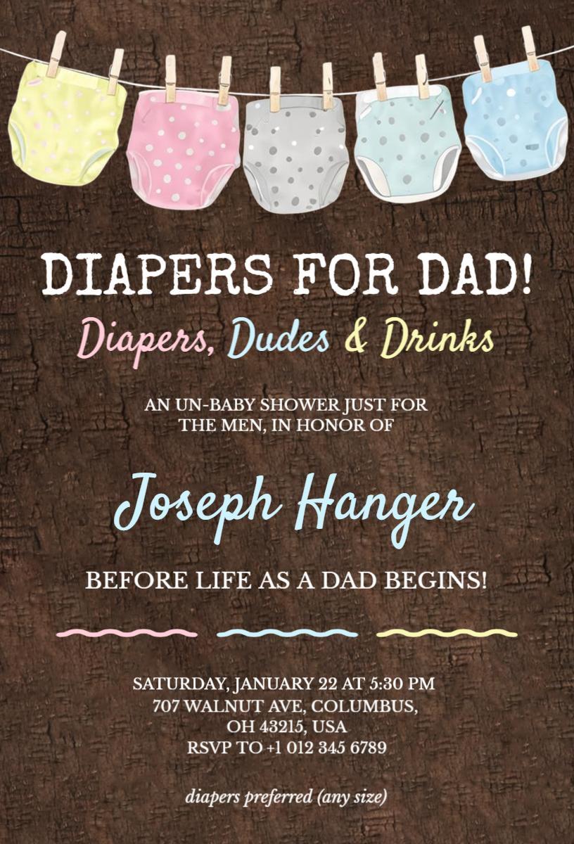 Fun Diaper-Themed Baby Shower Celebration Invitation Template