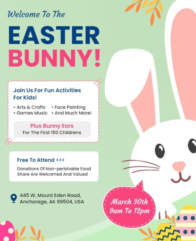 Fun Easter Bunny Kids Event Flyer Template