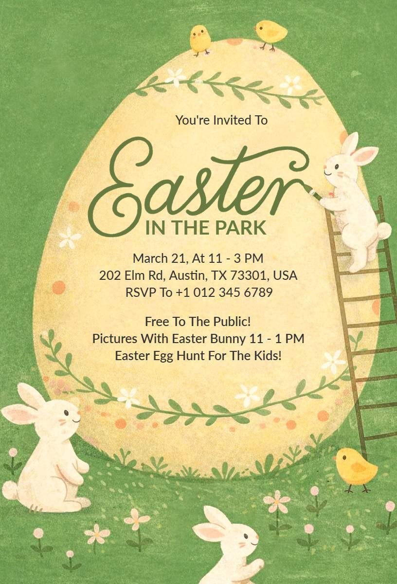 Fun Easter Egg Hunt Community Celebration Invitation Template