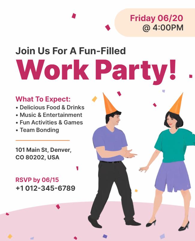 Fun-Filled Corporate Work Party Event Flyer Template