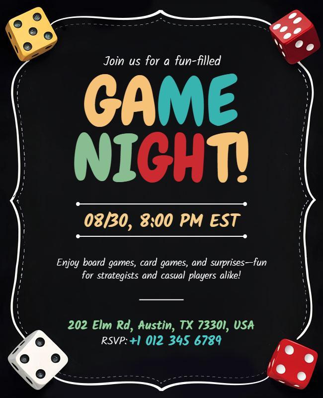 Fun-Filled Game Night Event Invitation Flyer Template