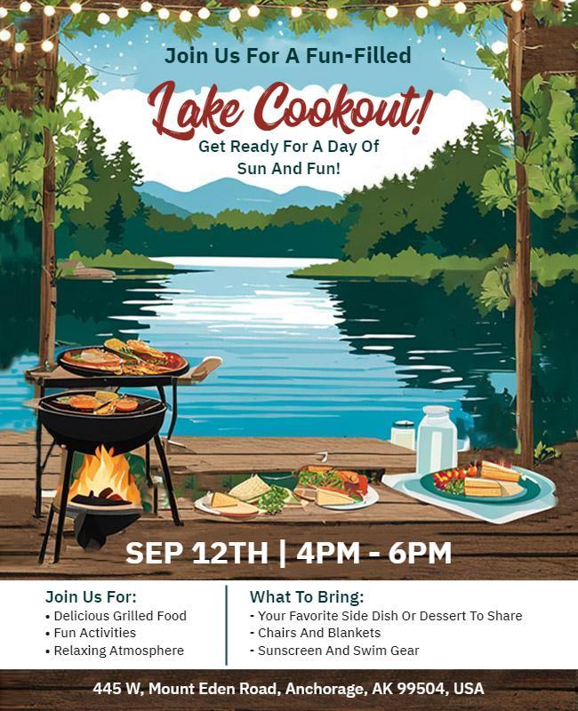 Fun-Filled Lake Cookout Celebration Flyer Template