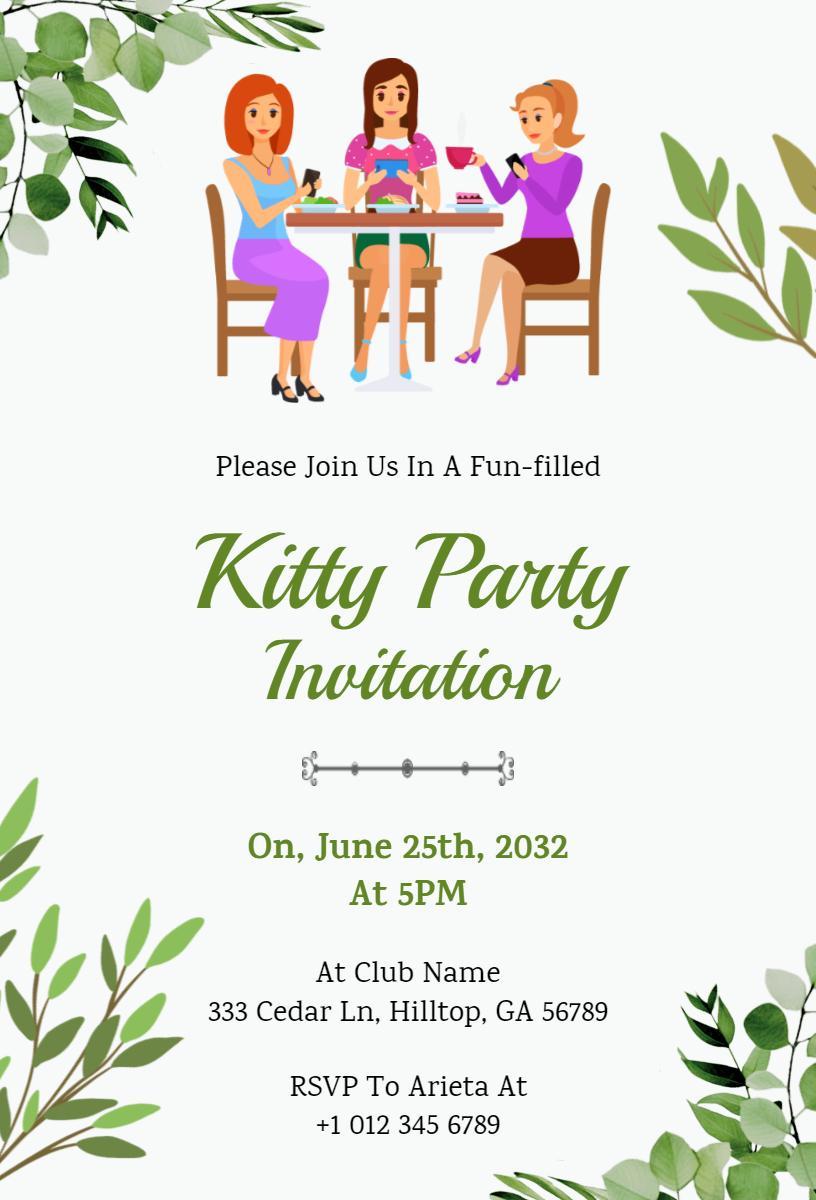 Fun-Filled Social Gathering Kitty Party Invitation Template