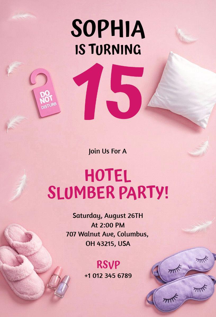 Fun Hotel Slumber Party Celebration Invitation Template