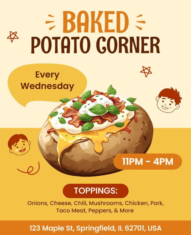 Fun Illustrated Baked Potato Special Offer Poster Template