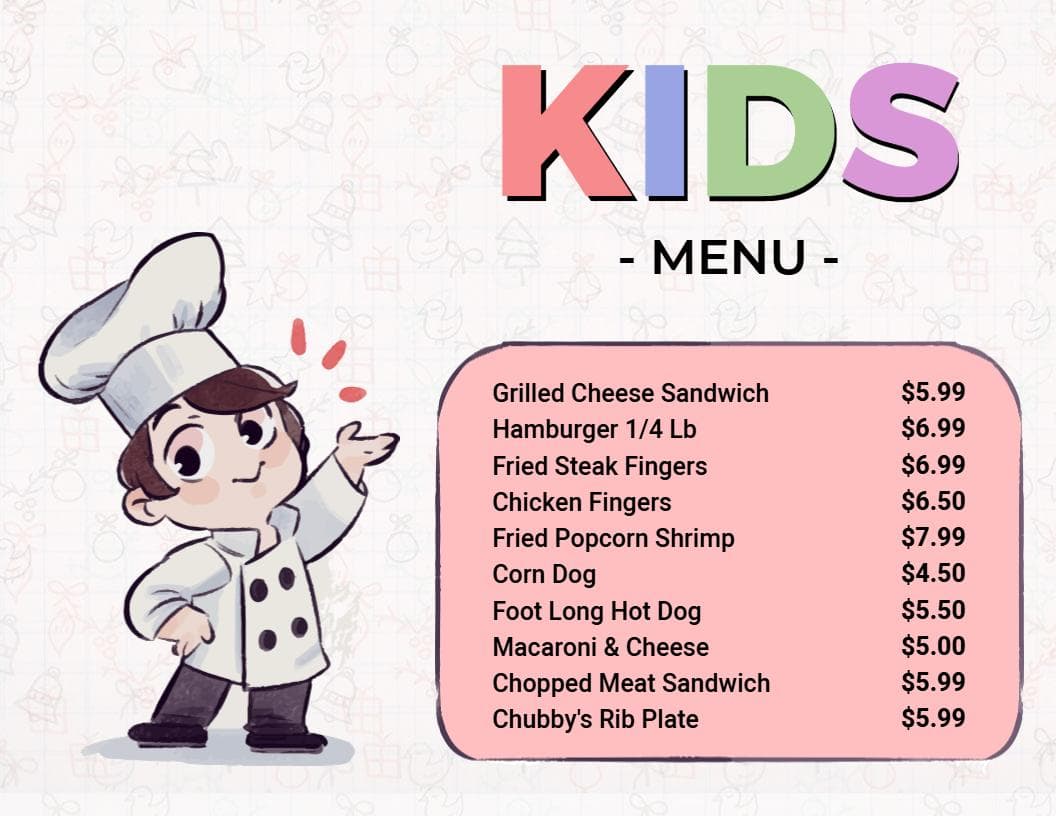 Fun Kid-Friendly Favorites and Tasty Treats Kids Menu Template