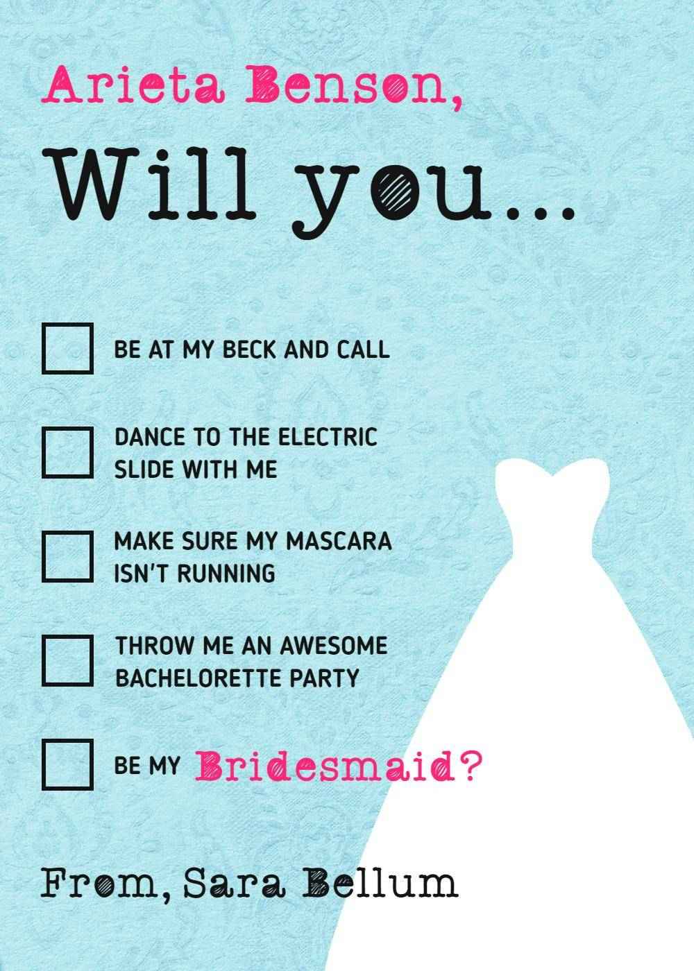 Fun Lighthearted Bachelorette Party Bridesmaid Invitation Template