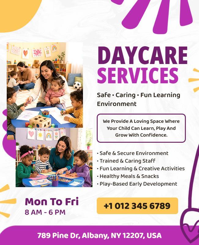 Fun Loving Daycare Services Poster Template