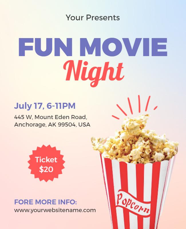 Fun Movie Night Popcorn Flyer Template