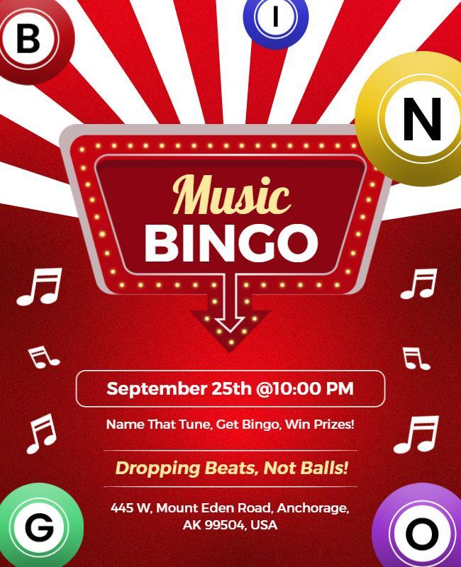 Fun Music Bingo Night Event Flyer Template