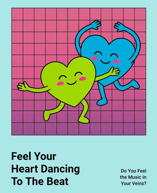 Fun Music Event Heart Dancing Poster Template