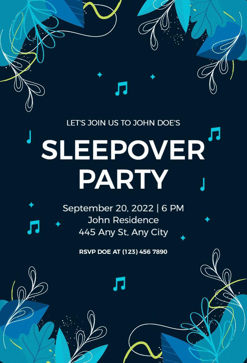 Fun Musical Theme Sleepover Party Invitation Template