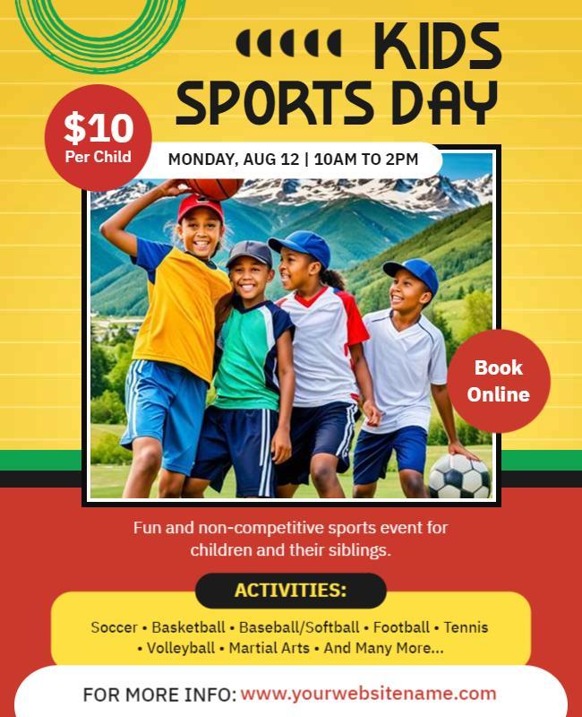 Fun Non Competitive Kids Sports Day Event Flyer Template