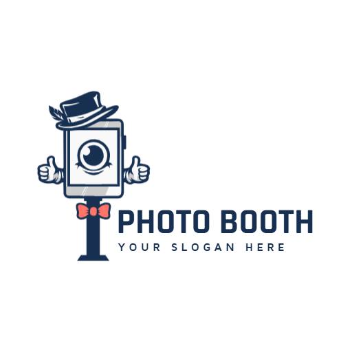 Fun Photo Booth with Charming Character and Stylish Hat Logo Template