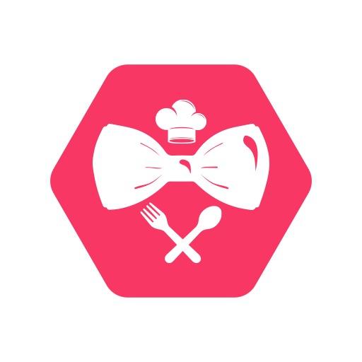 Fun Pink Chef Bowtie Design for Catering Services Logo Template