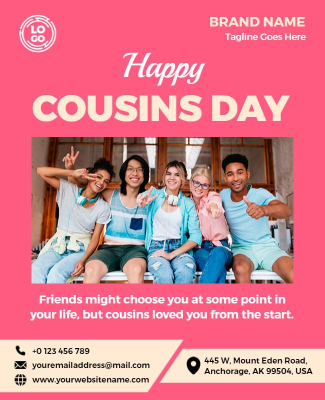 Fun Pink Cousins Day Celebration Poster Template